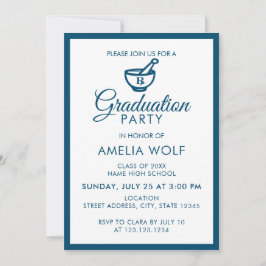 Elegante Ocean Blue Pharmacist Graduation Party Einladung
