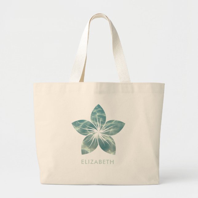 Elegante Ocean frangipani Blume Custom Jumbo Stoffbeutel (Vorne)