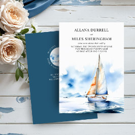 Elegante Ocean Sailboat Hochzeit der Wasserfarbenk Einladung