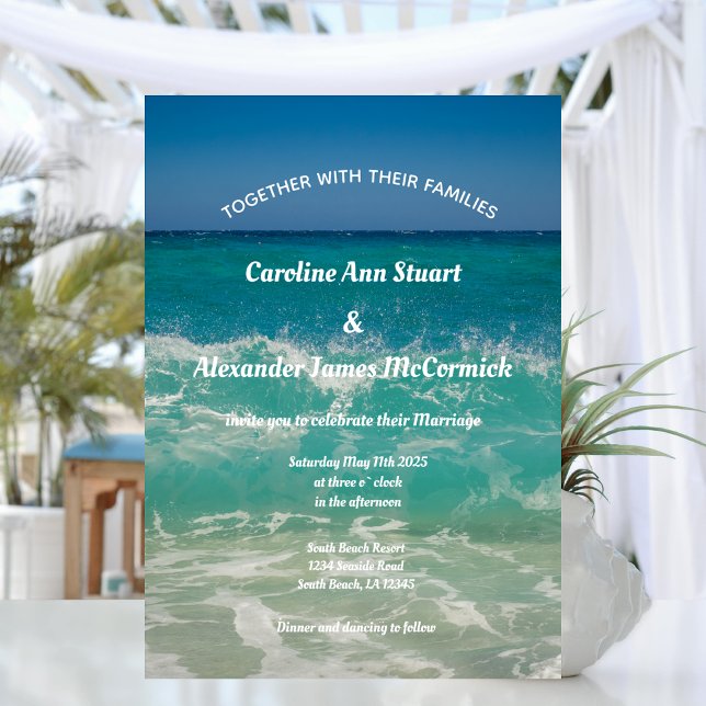 Elegante Ocean Waves Beach Summer Nautical Wedding Einladung (Von Creator hochgeladen)