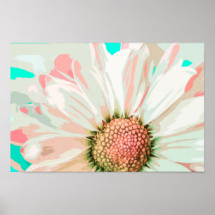 Élégante oeuvre de marguerite blanche   Poster