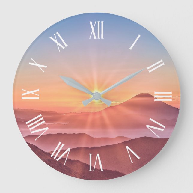 Elégante oeuvre des montagnes Sunshine | Horloge m (Recto)