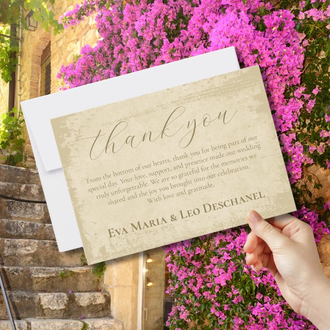 Elegante Off-White Grunge Edge Dankeskarte (Von Creator hochgeladen)