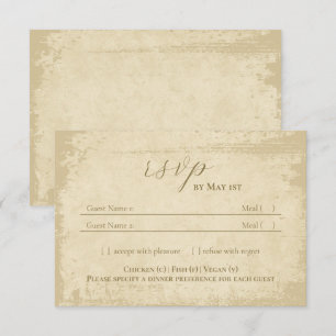 Elegante Off-White Grunge Edge Wedding RSVP Card Karte