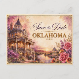 Elegante Oklahoma Save-the-Date-Hochzeits-Einladun Postkarte