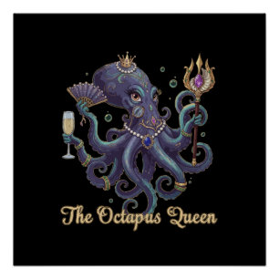 Elegante Oktopus Königin Königliche Fantasy Meer Poster