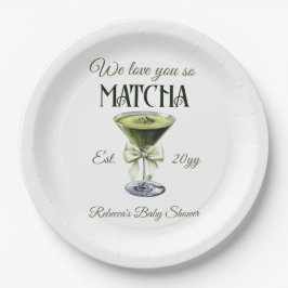 Elegante Olive Bow Liebe Sie So Matcha Baby Dusche Pappteller