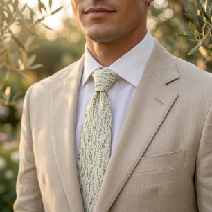 Elegante Olive Branch & Eucalyptus Hochzeit Krawatte