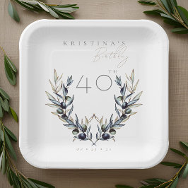 Elegante Olive Branch JEDER Geburtstag Pappteller