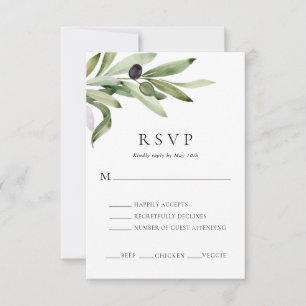 Elegante Olive Branch Wedding RSVP Card Karte