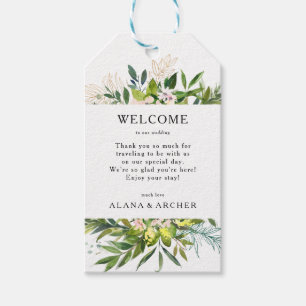 Elegante Olive Greenerity Wedding Begrüßungsmarken Geschenkanhänger