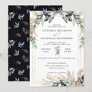 Elegante Olive Grove Boho Botanische Einladung