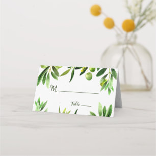 Elegante Olive Leaf Boho Garden Platzkarte