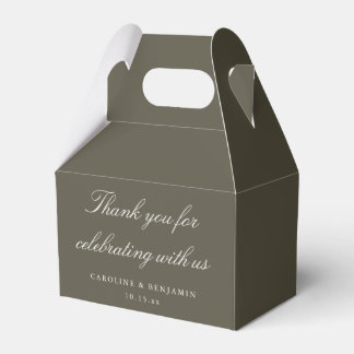 Elegante Olive Schrift Hochzeit Benutzerdefinierte Geschenkschachtel