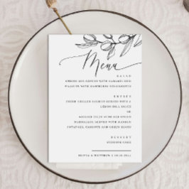 Elegante Olive Script Wedding | Italienisch Botani Menükarte