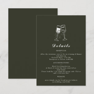 Elegante Olive wood Green Wedding Details Card RSVP Karte