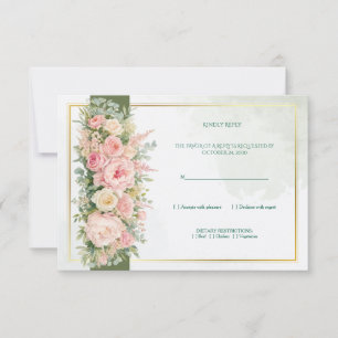 Elegante Oliven-Blumen-Hochzeits-RSVP-Karte Einladung
