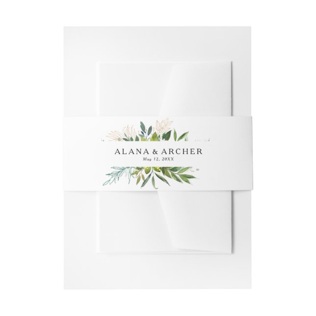 Elegante Olivenbäume Hochzeit Einladungsbanderole (Vorderseite Beispiel)