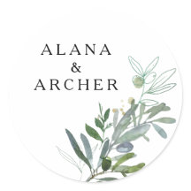 Elegante Olivenhaine Hochzeiten Umschlag Aufkleber