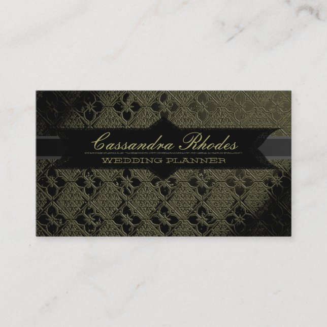 Elegante Olivgrün-u. Schwarz-Visitenkarte Visitenkarte (Vorderseite)