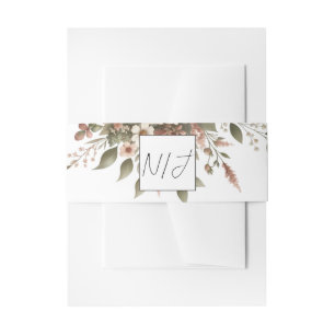 Elegante Olivgrün- und Weiße Blumen-Ecken-Hochzeit Einladungsbanderole
