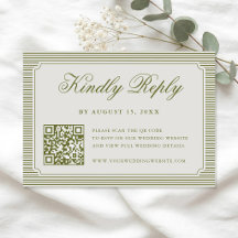 Elegante olivgrüne gestreifte QR-Code-Hochzeit