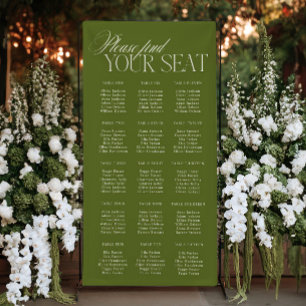 Elegante olivgrüne Hochzeitssitzordnung Vinyl Banner