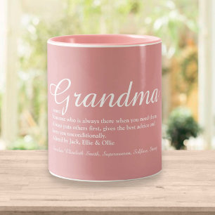 Elegante Oma Script Definition Dusty Rose Rosa Zweifarbige Tasse
