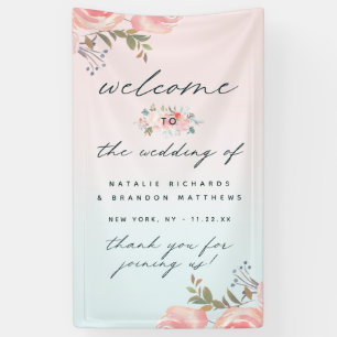 Elegante Ombre französische Gartens Blumen Hochzei Banner