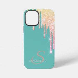 Elegante Ombre Glitter Tropfen Mintgrün iPhone 12 Mini Hülle