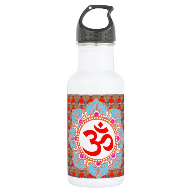 Elegante OmMANTRA Beschwörungsformel: Edelstahlflasche (Vorderseite)