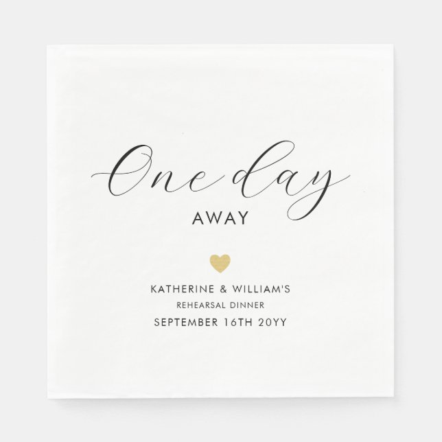 Elegante One Day Away Gold Heart Probe Dinner Serviette (Vorderseite)