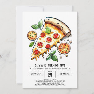 Elegante Online Pizza Birthday Einladung