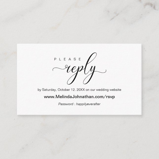 Elegante Online Wedding RSVP reagieren Begleitkarte (Vorderseite)