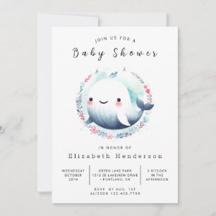 Elegante Online Whale Baby Dusche Einladung