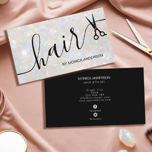 Elegante Opal Glitter Haar Styling Schere Visitenkarte