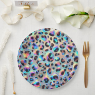 Elegante Opal-Leopardenprint-Papierplatten Pappteller