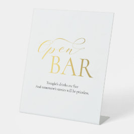 Elegante Open Bar Gold Calligraphy Wedding Sockelschild