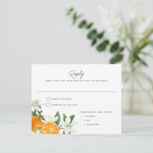 Elegante Orange Blossom Foliage Hochzeitskarte Einladung