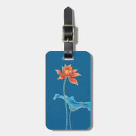 Elegante Orange & Blue Lotus Blume Gepäckanhänger