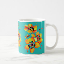 Elegante Orange Blume - Aqua Kaffeetasse