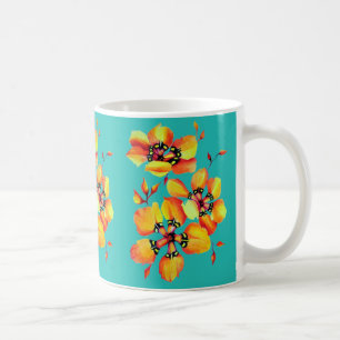 Elegante Orange Blume - Aqua Kaffeetasse