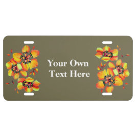 Elegante Orange Blume - Grau - Individualisieren S US Nummernschild
