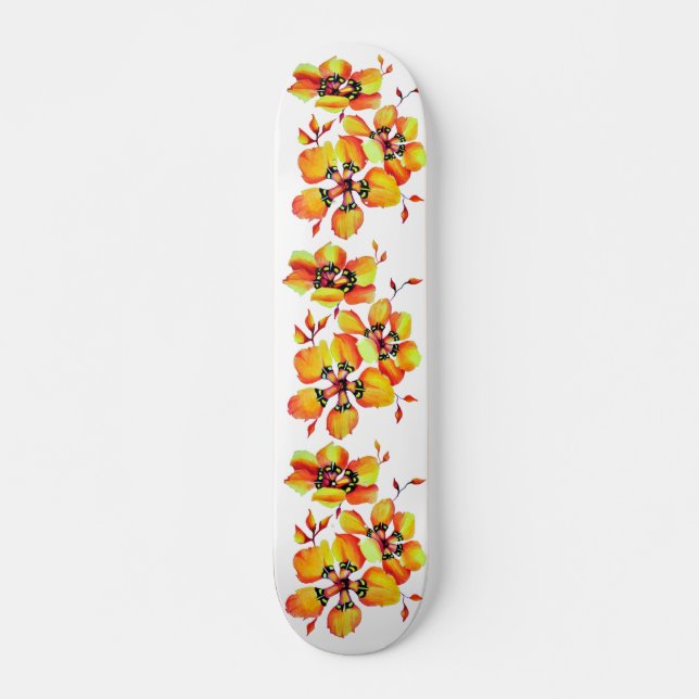 Elegante Orange Blume - Individuelle Anpassung Skateboard (Vorne)