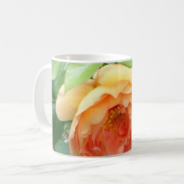 Elegante Orange Blush Rose Kaffeetasse (Vorderseite Links)