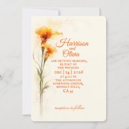 Elegante Orange Calla-Lilie Aquarell Florale Hochz Einladung