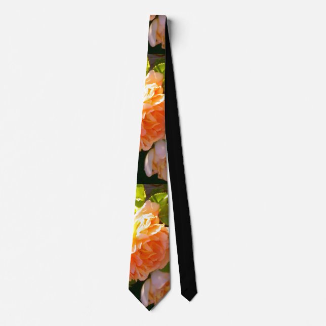Elegante orange-gelbe Pfirsichblumen Rose Krawatte (Vorderseite)