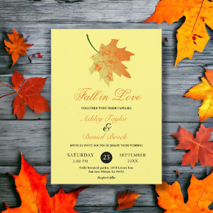 Elegante Orange Herbstlaube Gelbe Blumenhochzeit Einladung