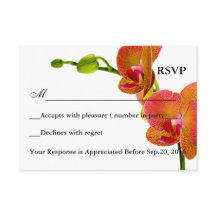 Elegante Orange Orchids Response RSVP Card