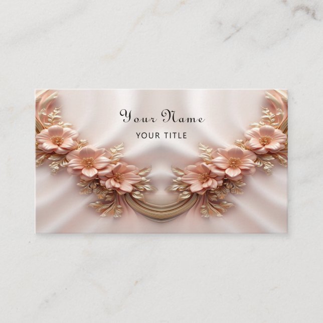 Elegante Orange Peach Floral Business Card Visitenkarte (Vorderseite)